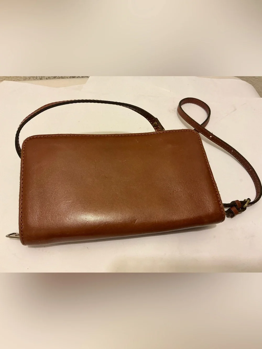 Patricia Nash Alberese Chestnut Brown Leather Crossbody Bag